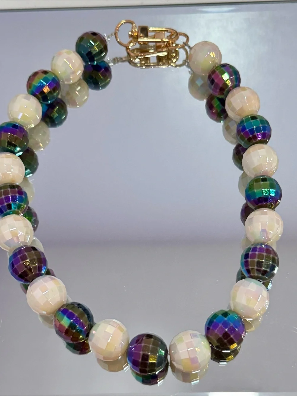 New Iridescent Beaded Bag Chain 18 inches